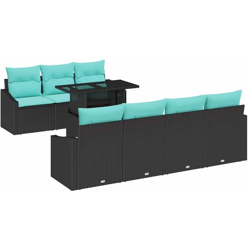 vidaXL Vrtna sedežna garnitura 8 pcs Črna in modra poli ratan, (5000134714) Cene