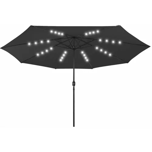  Zunanji senčnik z LED Lučkami 400 cm črn, (20611000)