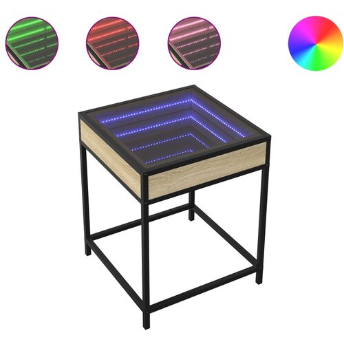 Maison Chic Nočna mizica - Nočna omarica - Nočna miza z neskončnimi LED sonoma hrast 40x40x51 cm, (21687304) Slike