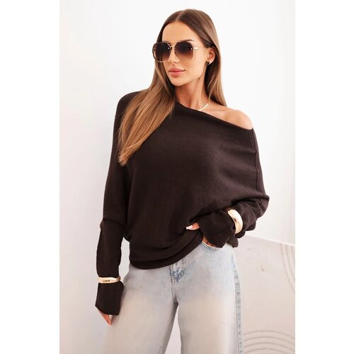 Kesi Włoski Women's asymmetrical batwing viscose sweater brown Cijene