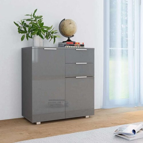  Komoda visoki sjaj siva 71x35x80 cm od iverice Cijene