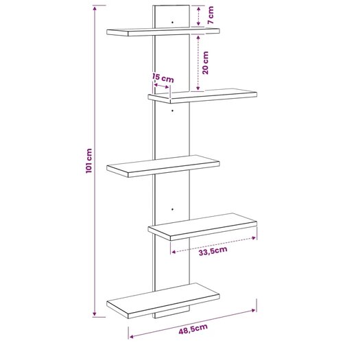  Floating polica za zid Siva Sonoma 48 5 x 15 x 101 cm - Siva Sonoma Cijene
