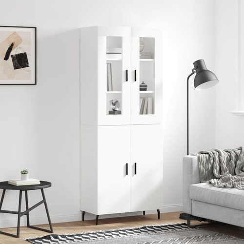 vidaXL Visoka omara bela 69,5x34x180 cm inženirski les Cene