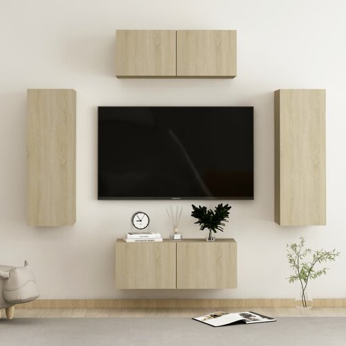 vidaXL 4-dijelni set TV ormarića boja hrasta sonome od iverice Cijene