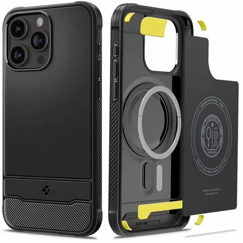 Spigen Rugged Armor MAG torbica kompatibilna s MAGSAFE za IPHONE 15 PRO MAX mat crna Slike