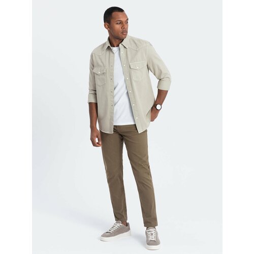 Ombre Men's tailored chino pants - olive Slike