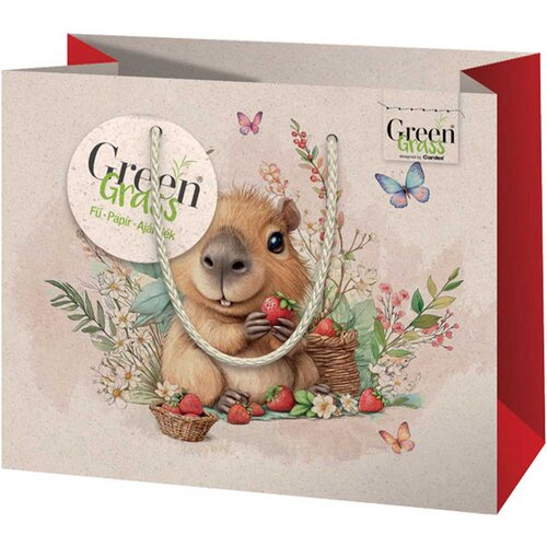Cardex Darilna vrečka srednje velikosti s potiskom Green Grass Capybara 18x10x23 cm Slike