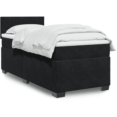  The Living Store Box spring postelja z vzmetnico črna 100x200 cm žamet - Box Spring Postelja, (21457998) Slike