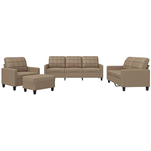  4-dijelni set sofa s jastucima boja cappuccina od umjetne kože Slike