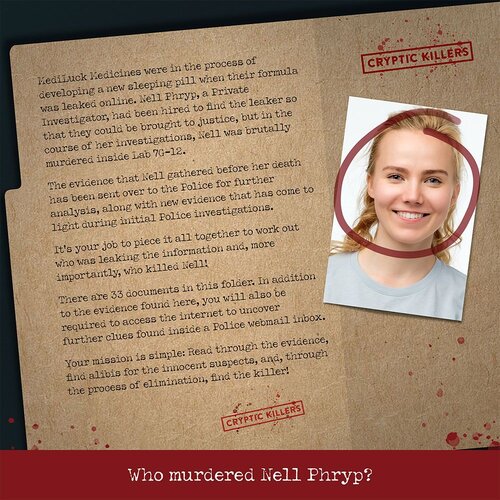 Detektivska igra - Murder at MediLuck Medicines - Cryptic Killers T4.5 Slike