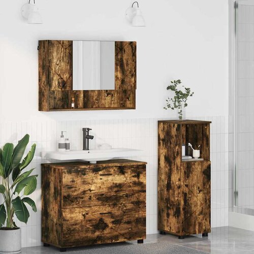 Set namje&scaron;taja za kupaonicu 3 kom. Dimljeni hrast Smeđa 76,5 x 35 x 64 cm Cijene