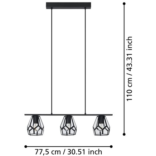 Eglo 43644 - led luster na sajli mardyke 3xE27/40W/230V Slike