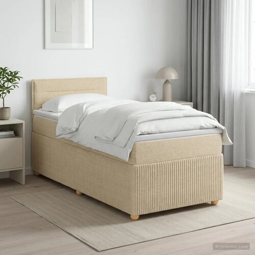  Boxspring krevet s madracem Krem 100 x 200 cm Tkanina - Krem 100 x 200 cm Dizajn linija Slike