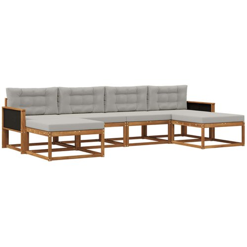 vidaXL Zunanja garnitura za sedenje 6 pcs Naravna in svetlo siva, (5000280608) Cene