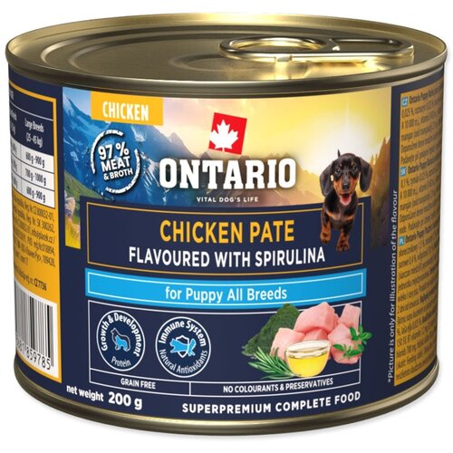 Ontario Dog Puppy konzerva, pa&scaron;teta - pi&scaron;čanec in spirulina 200 g Cene
