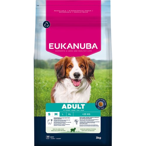 Eukanuba Premium Nutrition Adult Small & Medium Breed janjetina i riža &ndash; 2 x 3 kg Cijene
