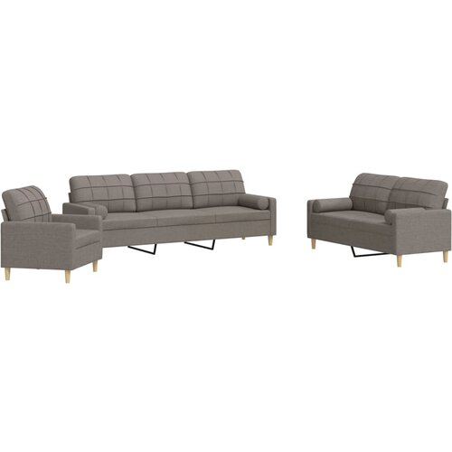 vidaXL Sedežna garnitura 3-delna z blazinami taupe blago, (21339681) Cene