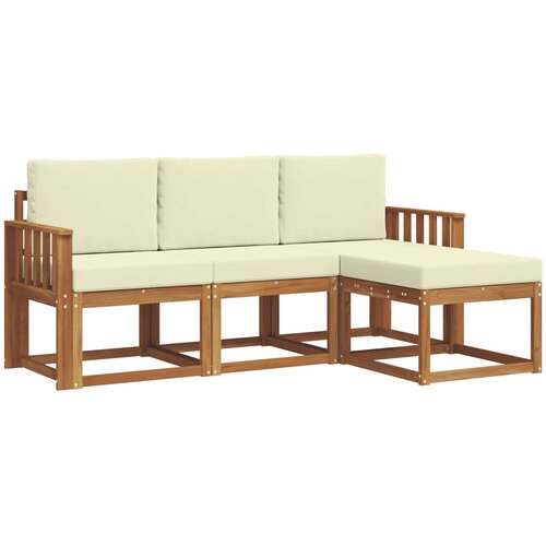  Set vanjskih sofa 4 kom. Prirodna i krem Smeđa 189,5 x 122,5 x 73 cm Slike