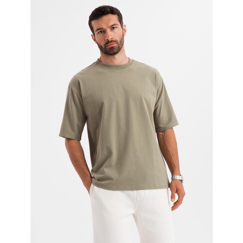 Ombre Men's LOOSE FIT cotton t-shirt with round neckline - khaki Cijene