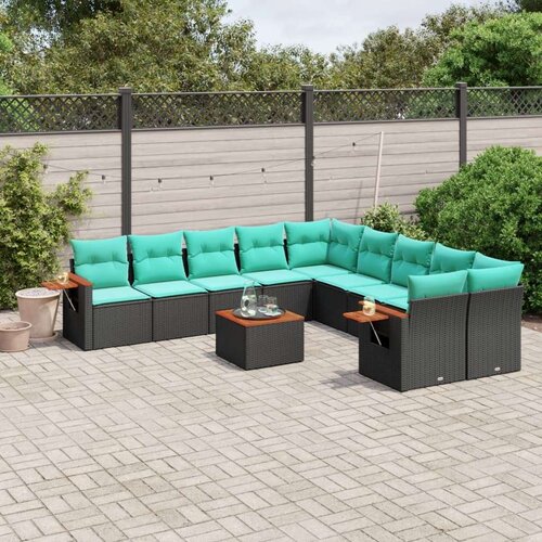  11-dijelni set vrtnih sofa od poliratana s jastucima crni Cijene