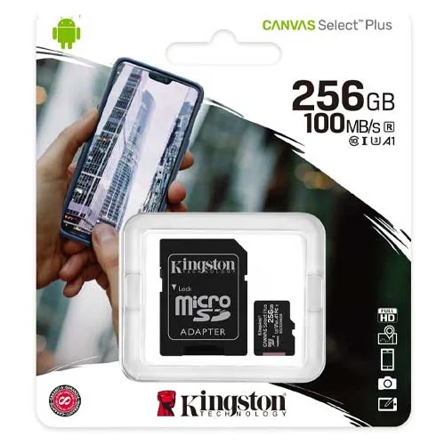 Micro SDHC Kingston 256GB Canvas Go Plus Premier A1+SD adapter