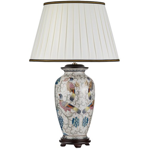 Elstead Lighting Elstead Lightbox Ping kremna orientalska vaza namizna svetilka z motivom ptice, slonokoščeno bombažno senčilo, (22099481) Cene