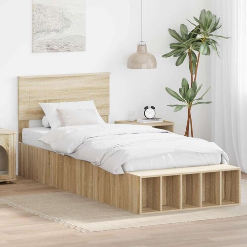  Okvir za krevet s policom Sonoma hrast 100 x 200 cm - sonoma hrast 100 x 200 cm Cijene