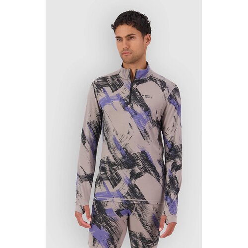 Mons Royale Cascade Merino 1/4 Zip Base Layer Top paintbrush blue Slike