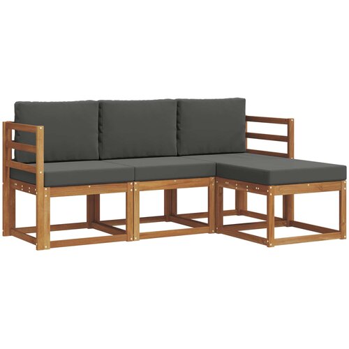  Set vanjskih sofa s jastukom 4 pcs Prirodna i antracit Slike