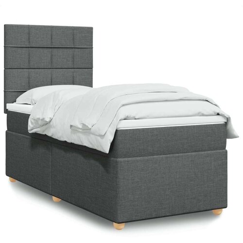 VidaXL Krevet s oprugama i madracem tamnosivi 100 x 200 cm od tkanine Slike