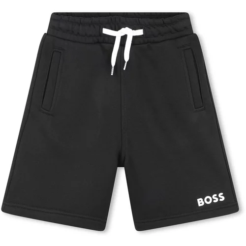 BOSS Kidswear Hlače crna / bijela