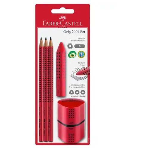 Faber-Castell grip pisaći pribor sa šiljilom, crveni Cene