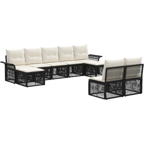 vidaXL Vrtna sedežna garnitura 9 pcs Črna poli ratan, (5000272035) Cene