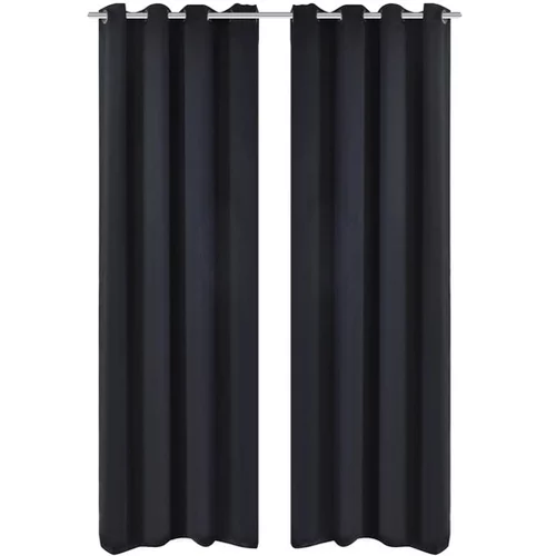  Zatemnitvene zavese 2 kosa z obročki 135x175 cm črne barve