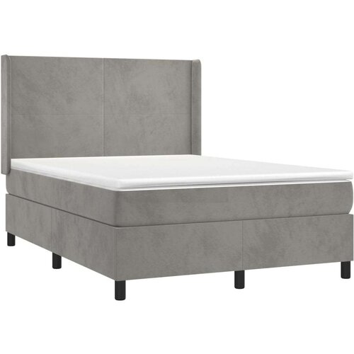  Box spring s madracem LED svjetlosivi 140x200 cm bar&amp;scaron;un Slike