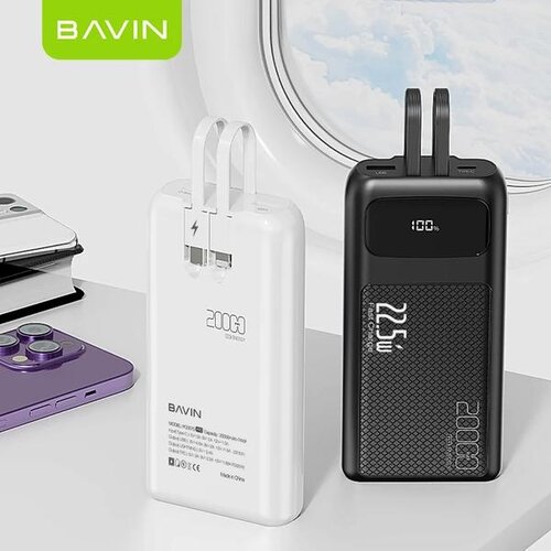 BAVIN Power bank 20000mAh 225W Type C & Ligtning kabl bela Slike