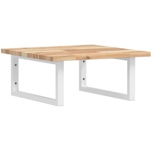  Zidna polica za umivaonik od čelika i masivnog bagremovog drva Smeđa 50 x 50 x 2 cm Slike