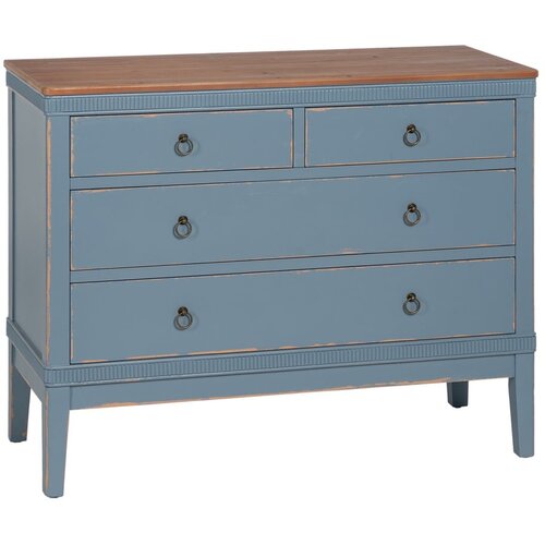 Ixia Plava niska komoda od masivne jele 115x90 cm Shabby – Cijene