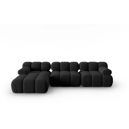 Micadoni Home Crna baršunasta sofa 285 cm Bellis –