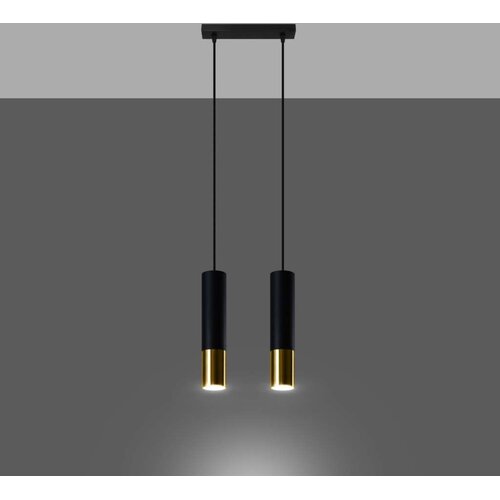  Sollux SL.0953 - Luster na sajli LOOPEZ 2xGU10/10W/230V crna/zlatna Slike