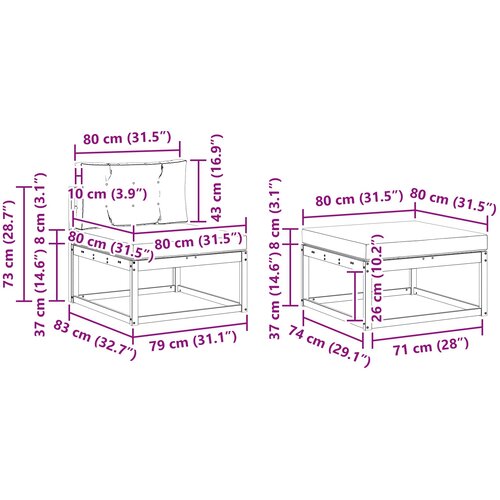  Set vanjskih sofa s jastukom 4 pcs Bijela i antracit Poliester Slike