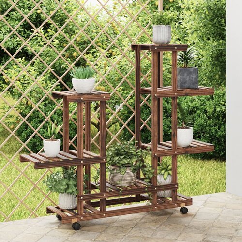 vidaXL Stojalo za rastline s kolesi 95x25x101 cm trden les jelke Cene