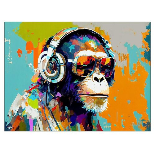 ProArt Young Living Slika na platnu (Animals with Headphones - Monkey, &amp;Scaron; x V: 120 x 90 cm) Slike