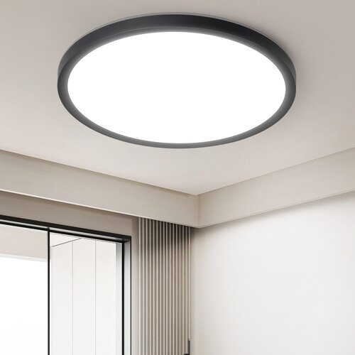 Nettlife ravna LED stropna svetilka za spalnico črna 18 cm 15 W nezatemnljiva topla bela 3000K, (22111323) Cene
