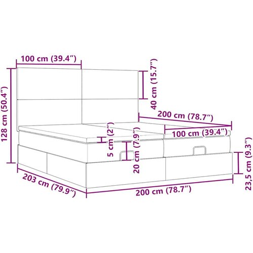  Otomanski okvir kreveta s madracima plavi 200x200cm tkanine Slike