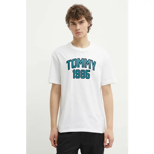 Tommy Jeans Bombažna kratka majica moška, bela barva, DM0DM18559