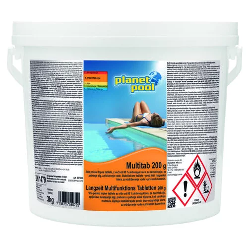 PLANET POOL sredstvo za dezinfekcijo in zatiranje alg in za bistrenje vode Multitab 3kg/200g 1331