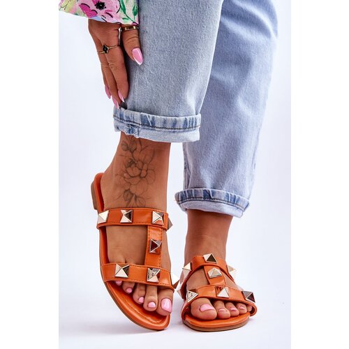 PH2 Women's Slippers With Large Studs Orange Mercure Cene