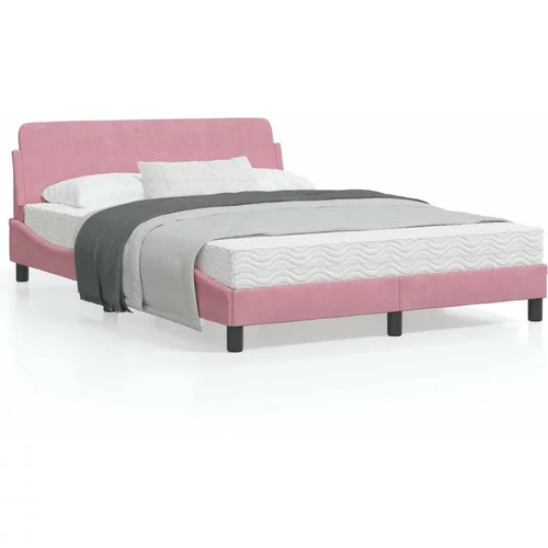  Okvir za krevet s uzglavljem ružičasti 140x200 cm baršunasti