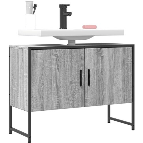 vidaXL Kopalniška omarica za umivalnik siva sonoma 80x33x60cm inž. les Cene
